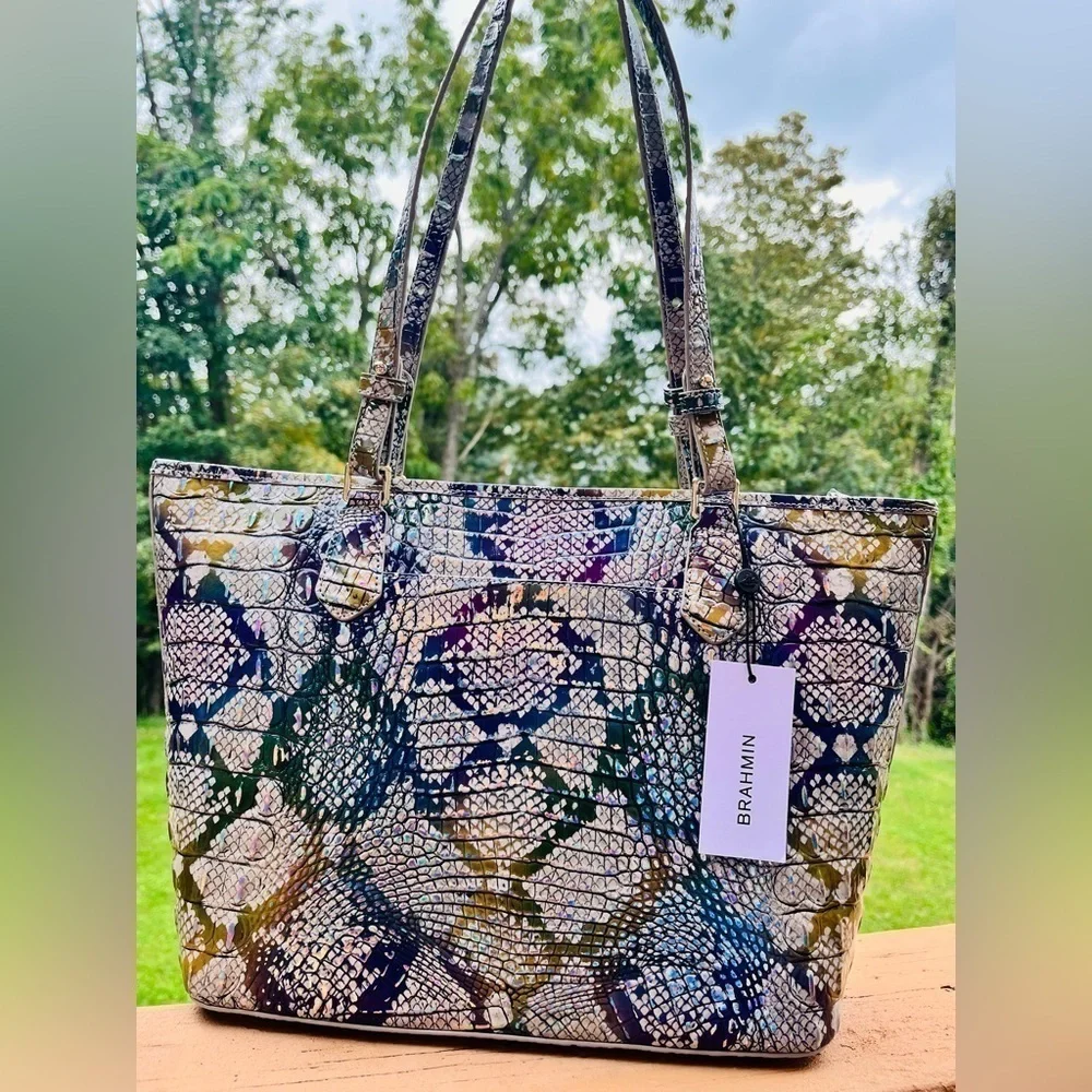 Brahmin Medium Asher Spellbound Ombre Melbourne Tote Snake Print NWT